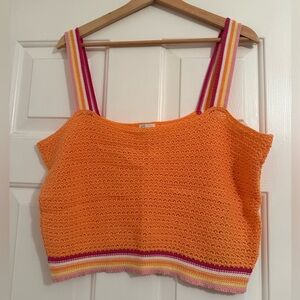 Francesca's Orange Crochet Crop Top